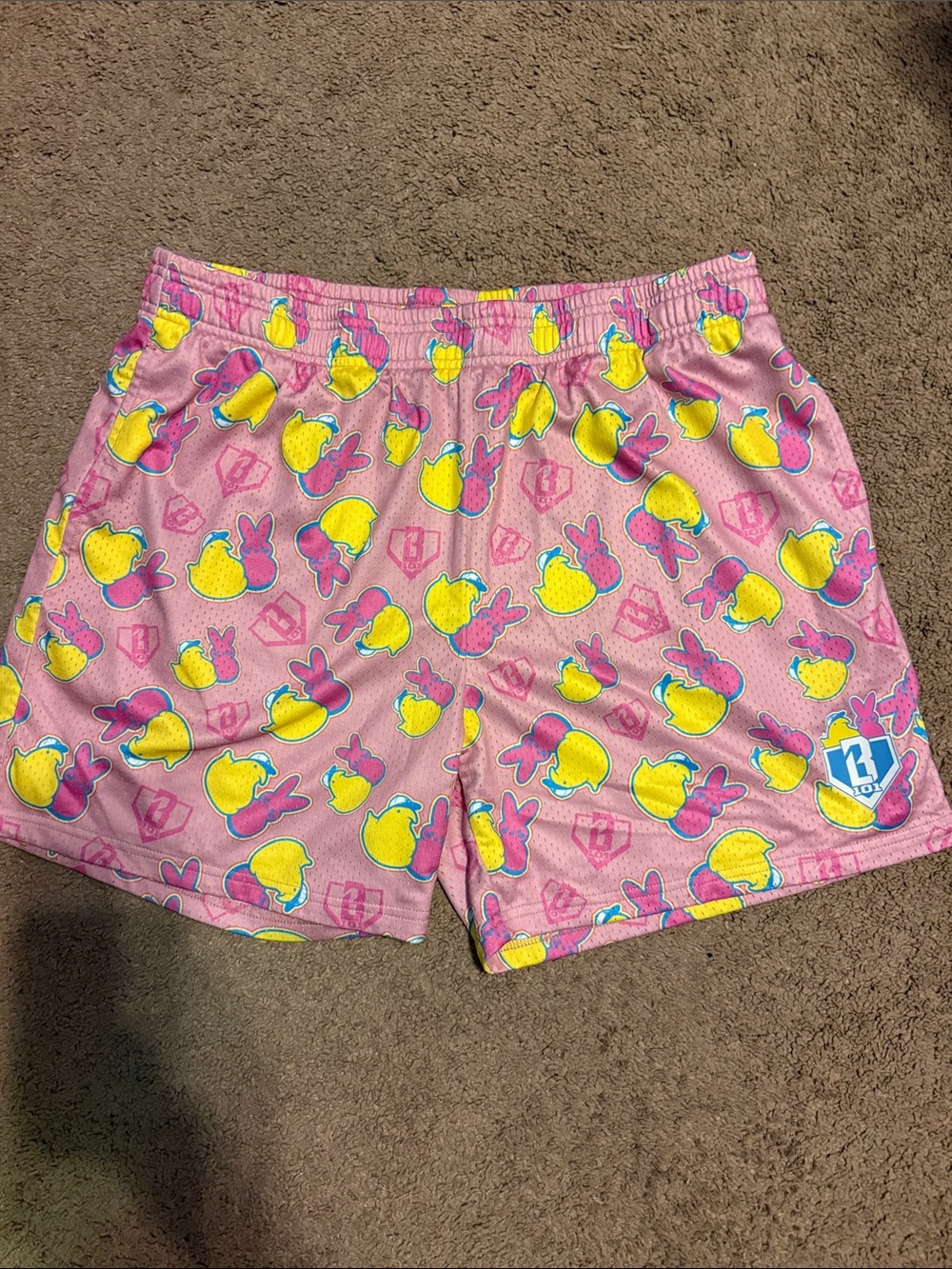 Unbranded Pink Athletic Shorts with Yellow Fruit Print